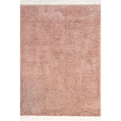 Nuloom Neva Solid 5x8 Shag Indoor Area Rug for Living Room Bedroom Dining Room Nursery, Blush/Ivory