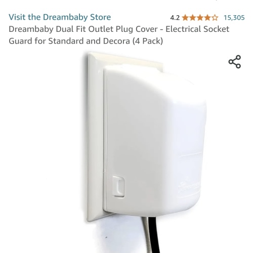 Dreambaby Dual Fit Outlet Plug Cover - Electrical Socket Guard for Standard and Decora (4 Pack)