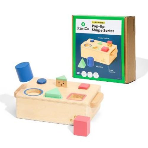KiwiCo Pop-Up Shape Sorter Wooden Toy Activity Play Center 12m+ - 4pc