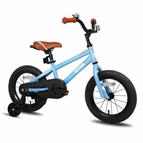 JOYSTAR Kids Bike with Training Wheels for 12 14 16 inch Bike, Kickstand for 18 inch Bike (Blue Beige Red Orange Pink Green) - 14" with Training Wheels