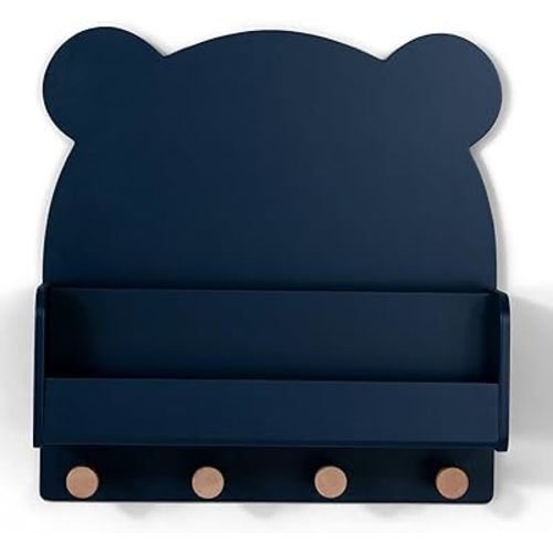 babyGap by Delta Children Brannan Bear Wall Shelf with 4 Hooks, Navy