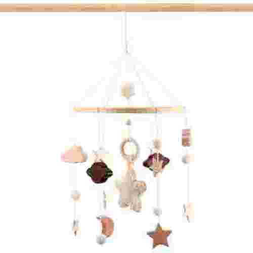 FUYGRCJ Baby Crib Mobile Boho Wooden Nursery Baby Mobile Toy Hanging Crib Ceiling Mobile Star Moon for Boys Girls Bedroom