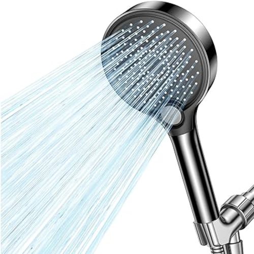 Filtered Shower Head with Handheld, High Pressure Showerhead Filter for Hard Water - 3 Spray Modes, Adjustable Angle Shower Head Water Softener, Removable Filtering Showerhead with Hose (Black)