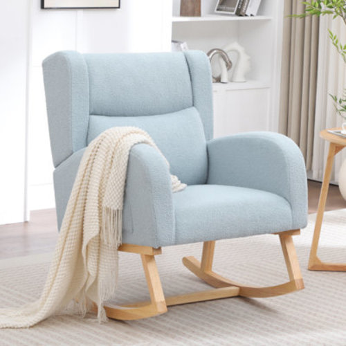 East Urban Home Premium Wooden Rocking Chair | Living Room Accent | Wayfair