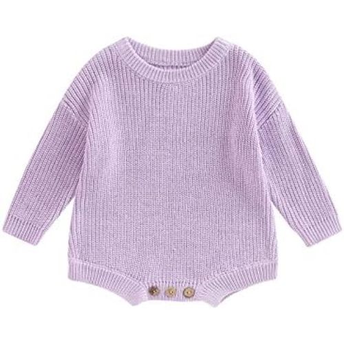 woshilaocai Baby Boy Girl Sweater Oversized Long Sleeve Romper Warm Crewneck Bodysuit Knitted Winter Clothes