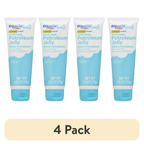 (4 pack) Equate Baby 100% Pure Hypoallergenic Petroleum Jelly, 2.5 Oz.