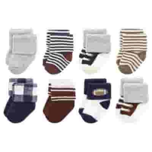 Hudson Baby Infant Boy Cotton Rich Newborn and Terry Socks, Football, 6-12 Months