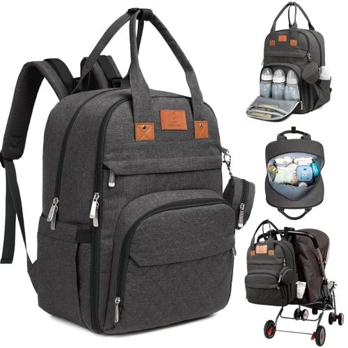 KeaBabies Diaper Bag Backpack - Large Baby Diaper Bag with Changing Pad, Baby Boy, Girl, Travel Backpack for Mom and Dad, Waterproof, Multi Function Durable (Charcoal)