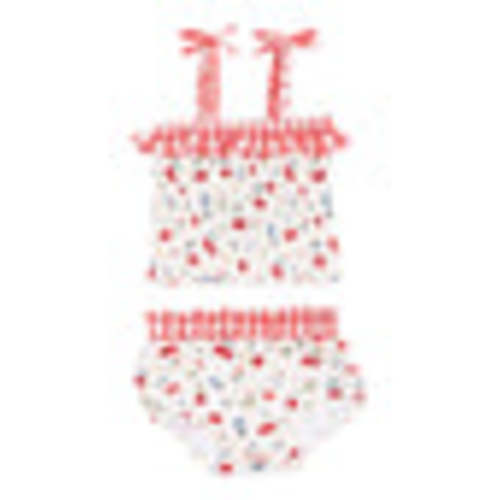 Smocked Ruffle Top & Bloomer, Watercolor Cherries + Gingham – SpearmintLOVE
