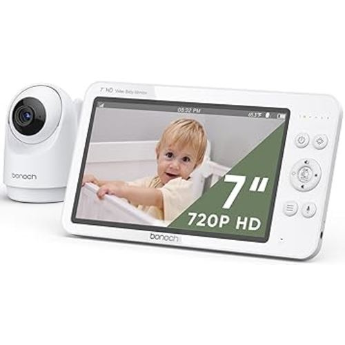 bonoch MegaView Baby Monitor with Camera and Audio, 7" 720P HD Video Baby Monitor No WiFi, 6000mAh Battery, VOX Mode, Auto Night Vision, Hack Proof, Remote PTZ, 8 Lullabies Baby Camera Monitor
