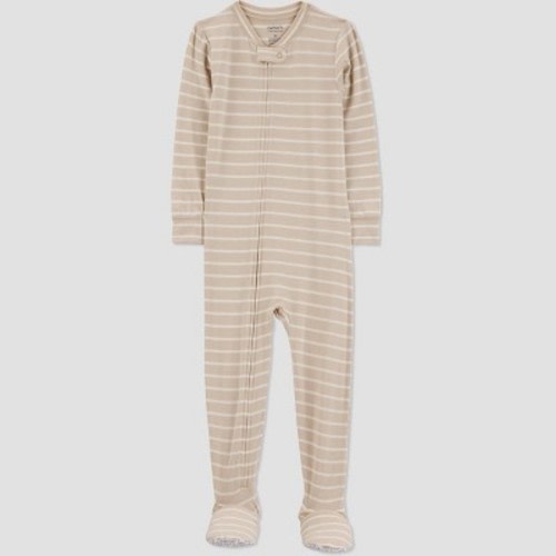 Carter's Just One You®️ Toddler Boys' Striped Comfy Soft Snug Fit Footed Pajama - Brown 18M