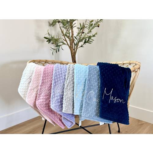 Double Sided Dot Minky Baby Blanket, Baby Gift, Baby Shower Gift, Simple Clean Baby Blanket, Personalized Newborn Gift, Ultra Soft Minky Dot