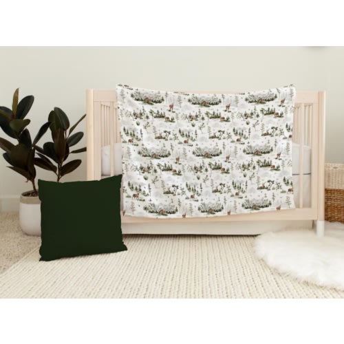 Baby Deer in Forest Minky Blanket