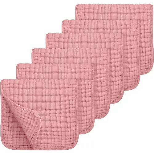 Looxii Muslin Burp Cloths 100% Cotton Muslin Cloths Large 20''x10'' Extra Soft and Absorbent 6 Pack Baby Burping Cloth (Bean Paste)