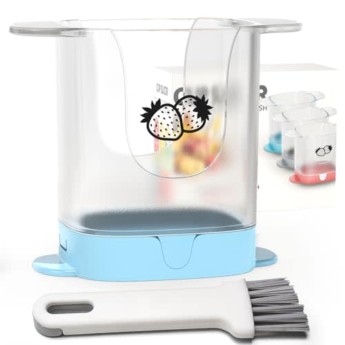 TMEDW Upgrade Fruit Slicer, Multifunctional Strawberry Slicer with Cleaning Brush, Cup Slicers for Fruits and Vegetables（Blue）