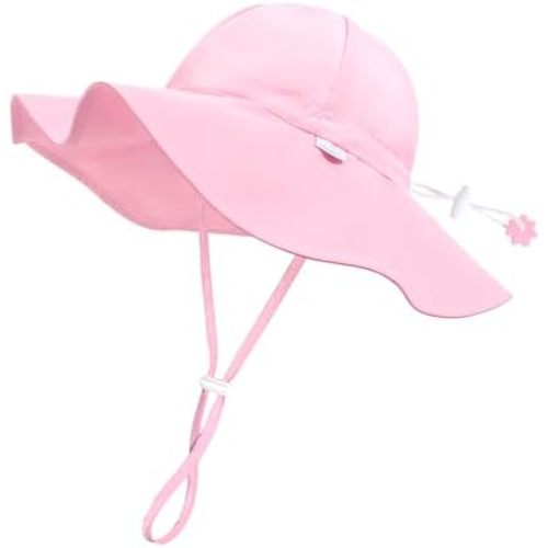 Unisex Baby Sun Hat with UPF 50+ Outdoor Adjustable Beach Hat,Baby Girl Wide Brim Bucket Hats for Infant Toddler Little Boy
