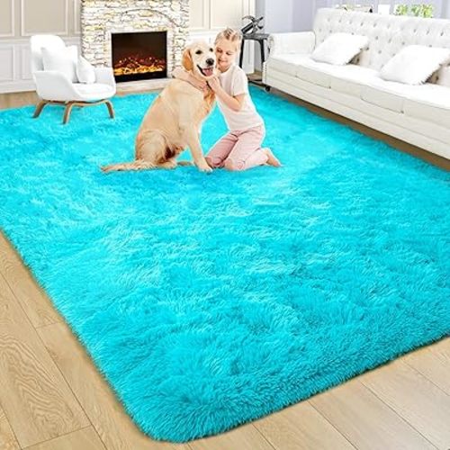 Noahas Large Fluffy Teal Blue 8x10 Area Rugs for Living Room Bedroom,Thick Shag Throw Rug,Big Soft Shaggy Bedside Non-Slip Plush Dorm Nursery Kids Carpet