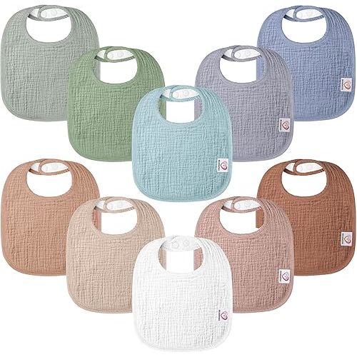 Muslin Baby Bibs 100% Cotton Baby Bandana Drool Bibs for Unisex Baby Girls Boys Toddlers Drooling and Teething