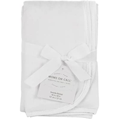 MOMS ON CALL Baby Swaddle 0-3 Months Newborn, Essential Swaddle Blanket | 48X48 | Cotton (Modern White)