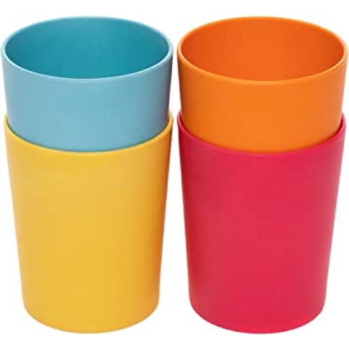 WeeSprout Bamboo Toddler Cups - 4 pc Set (10 fl oz), Organic & Non-Plastic Cup Pack for Toddlers, Big Kids or Baby, Natural