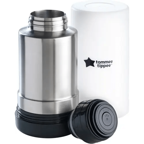 Tommee Tippee Portable Travel Baby Bottle and Food Warmer, Thermal Insulation, Stainless-Steel Flask with Leak-Proof Lid