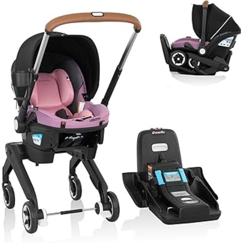 Evenflo Gold Shyft DualRide with Carryall Storage Infant Car Seat and Stroller Combo (Opal Pink)