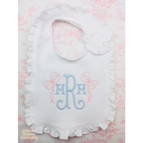 Monogram Bib Burp Cloth, Name Bib Burp Cloth, Baby Gift Set, Ruffle Bib Burp Cloth, Baby Shower Present