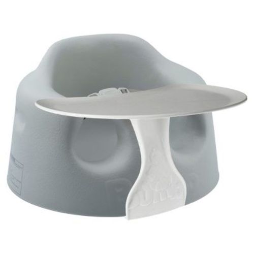 Bumbo Baby Infant Children Toddler Soft Foam Floor Seat Chair with 3-Point Adjustable Harness and Eating and Play Top Tray Attachment, Cool Grey