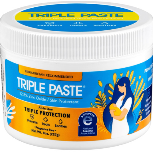 Triple Paste Diaper Rash Cream for Baby - 8 Oz Tub - Zinc Oxide Ointment Treats, Soothes and Prevents Diaper Rash - Pediatrician-Recommended Hypoallergenic Formula with Soothing Botanicals