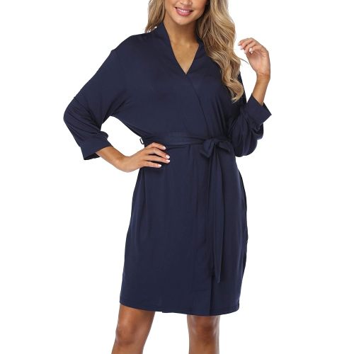 Old-Times Cotton Kimono Robes for Women Short Soft Knit Bathrobe Lightweight Sleepwear Loungewear Ladies