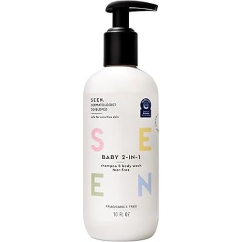 SEEN Baby 2-in-1 Shampoo & Body Wash – Fragrance-Free, Tear-Free & Non-Irritating – Dermatologist-Developed Gentle Cleanser for Sensitive & Eczema-Prone Skin