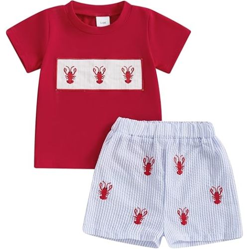 Toddler Baby Boy Summer Outfits Farmer Truck Gingham Boxer Shorts Set Little Kids 2Pcs Clothes 6 12 18 Months 2T 3T 4T
