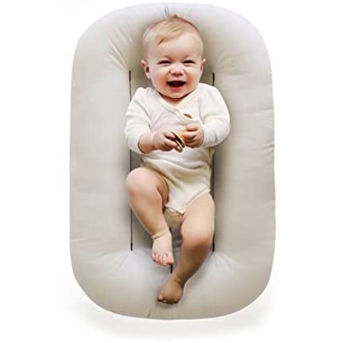 Snuggle Me Organic Bare | Baby Lounger & Infant Floor Seat | Newborn Essentials | Organic Cotton, Fiberfill | Natural