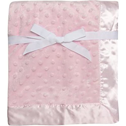 Baby Starters Textured Dot Blanket with Satin Trim, Pink 30" x 40"