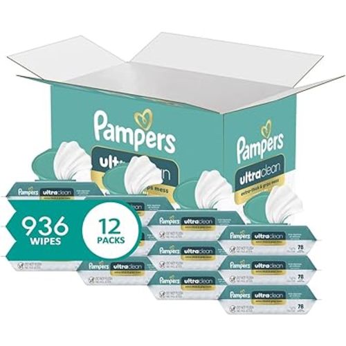 Pampers Baby Wipes, Free & Gentle, Hypoallergenic and Unscented Wipe, 100% Plant Based, Plastic-Free for Babies, 936 Total (12 Flip-Top Packs)