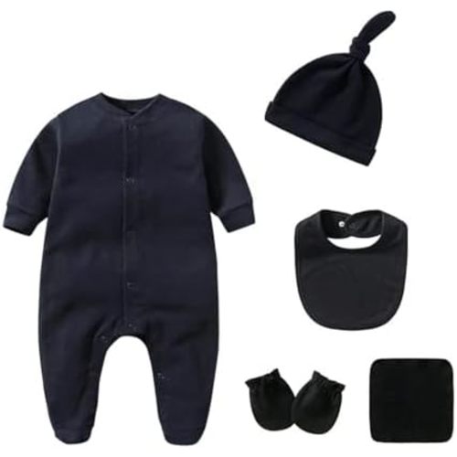 Newborn Boy Girl Clothes Sets Cotton Long Sleeve Romper Jumpsuits Unisex Outfits With Baby Mittens Hats Gloves