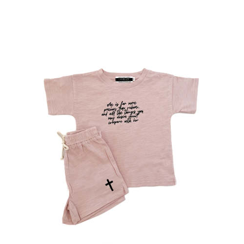 She is Far More Precious Shorts & Tee Set – OUR HOUSE ABOVE