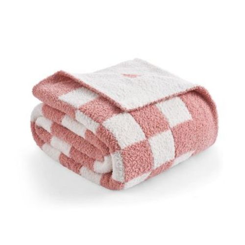 Snuggle Sac Checkered Throw Blanket Reversible Knitted Throw