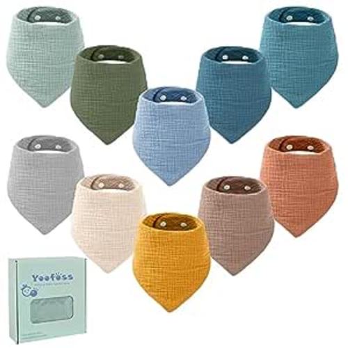 Amazon.com: Yoofoss Muslin Baby Bibs for Boy Girl 100% Cotton Bandana Bibs 10 Pack for Unisex Newborn Toddler, Soft Absorbent Bib for Drooling Teething : Baby