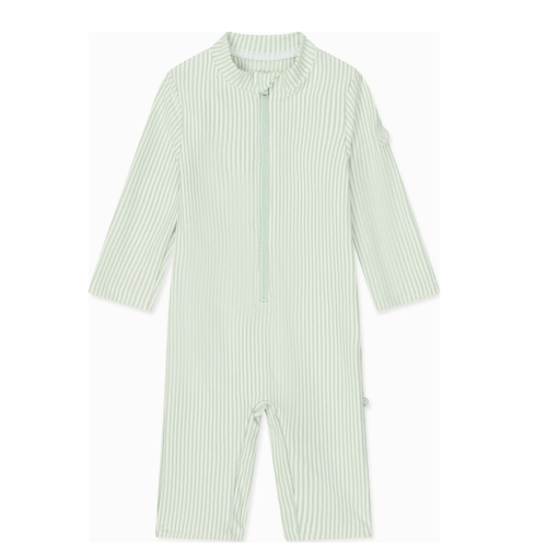 Seersucker Sun Safe Suit, Green - MORI Swim | Maisonette