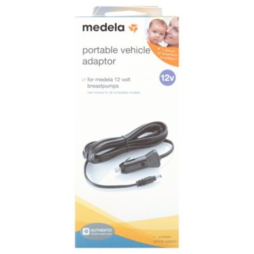 Medela Breast Pump Vehicle 8 ft Cord 12 v Portable Power Adapter, Black