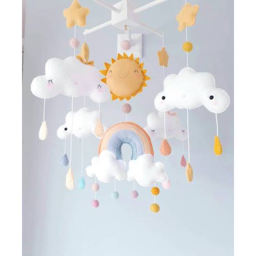 Raindrops Mobile- Baby Mobile- Nursery Mobile- Felt Mobile- Cot Mobile - Crib Mobile