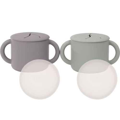 WeeSprout Snack Containers, Food Grade Silicone Cups, Spill-Proof Tops for Toddlers & Babies, Set of 2 Snack Catchers