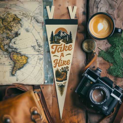 Take A Hike Felt Pennant | Adventure Wall Decor, Hiking Camp Banner, Handmade Wanderer Sign, Outdoor Lover Gift, Inspirational Travel Art