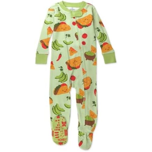 HonestBaby Non-Slip Footed Pajamas One-Piece Sleeper Zip-Front Pjs 100% Organic Cotton for Baby Boys