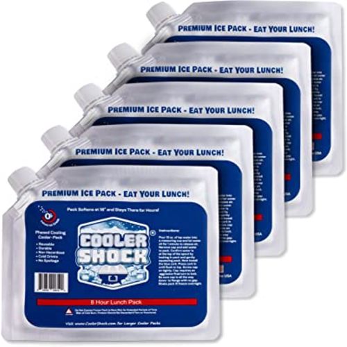 Cooler Shock Reusable Ice Packs for Cooler - Long-Lasting Cold Freezer Packs for Coolers & Lunch Bags - Cooler Ice Packs for Lunch Box, School, Beach, Fishing, Camping Gear