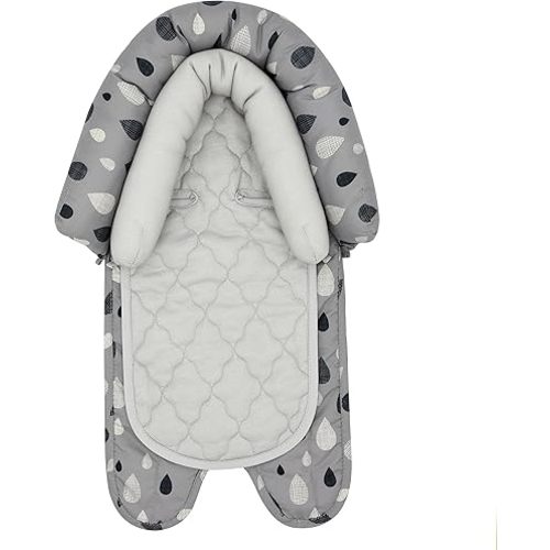 Travel Bug Baby & Toddler 2-in-1 Head Support Duo Head Support for Car Seats, Strollers & Bouncers (Black/Grey/White), 8x2.75x10 Inch (Pack of 1)