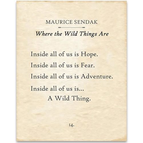 Maurice Sendak - Where the Wild Things Are - 11x14 Unframed Typography Book Page Print