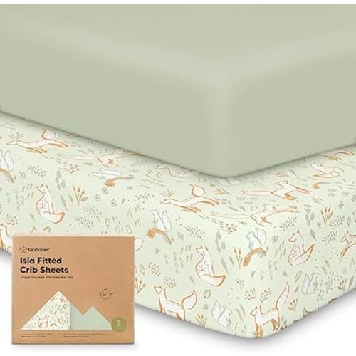 2-Pack Crib Sheets for Boys, Girls - Viscose Derived from Bamboo Fitted Crib Sheet, Baby Crib Sheets Neutral, Crib Mattress Sheet, Toddler Bed Sheets, Baby Sheets for Crib Fitted Sheets (Foxtrot)