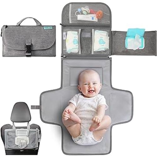 Kopi Baby Portable Diaper Changing Pad - Baby Changing Pad & Diaper Changer Travel Bag, Smart Design Baby Changing Mat, Portable Changing Pad for Baby - Baby Changing Station, Infant Gift - Grey